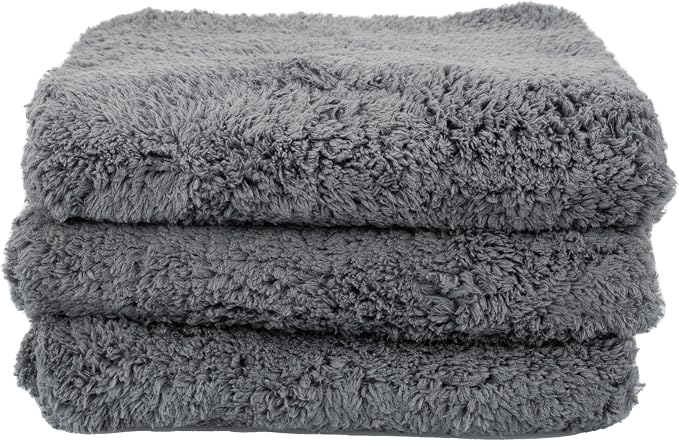 Maxshine 16" x 24" Universal 3-Pack Grey Microfiber Towels – 600GSM Edgeless Design – Ultra-Soft, High-Absorbency Towels