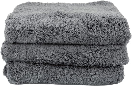 Maxshine 16" x 24" Universal 3-Pack Grey Microfiber Towels – 600GSM Edgeless Design – Ultra-Soft, High-Absorbency Towels