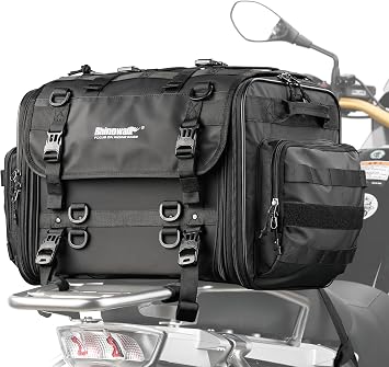 Rhinowalk Motorcycle Tail Bag, Expandable Motorcycle Travel Luggage Bags 60L, Waterproof All-Weather Trunk Rack Bag with