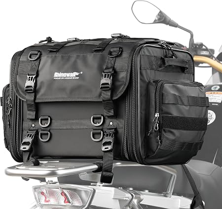 Rhinowalk Motorcycle Tail Bag, Expandable Motorcycle Travel Luggage Bags 60L, Waterproof All-Weather Trunk Rack Bag with