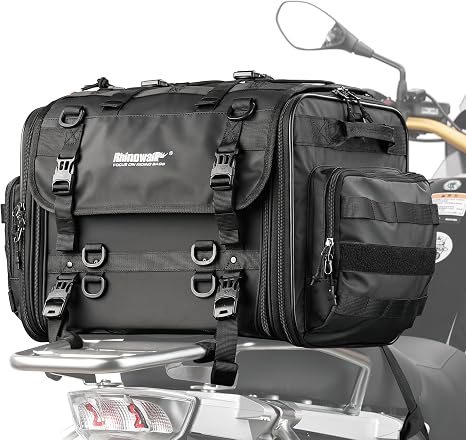 Rhinowalk Motorcycle Tail Bag, Expandable Motorcycle Travel Luggage Bags 60L, Waterproof All-Weather Trunk Rack Bag with