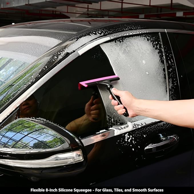 EHDIS 2PCS Flexible 8-Inch Silicone Squeegee Window Tint Tool Auto Water Blade, Shower Squeegee for Car Windshield, Glass, Tiles, and Smooth Surfaces