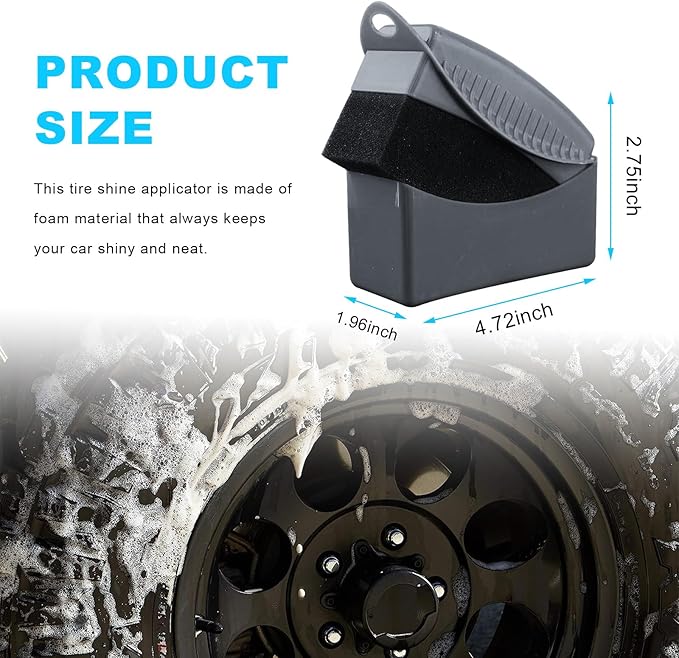 Augeny 2PCS Tire Dressing Applicator, Reusable Car Tire Shine Sponge Pad With Lid, Durable Foam Auto Wheel Detailing for Vehicle Waxing Polishing Cleaning (Gray)