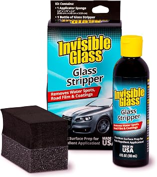 Invisible Glass 91411 Glass Stripper Water Spot Remover Kit – Cerium Oxide Based Auto Glass Polish for Windshields, Hard