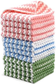 Microfiber Cleaning Cloth,12 Pack 12"x12" Dish Towels for Kitchen,Fast Drying Dish Rags for Washing Dishes, Wash Cloths 