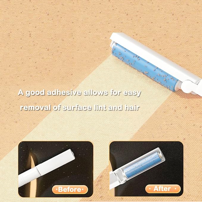 Mini Reusable Lint Roller for Travel, 8 Pack Washable Foldable Lint Remover with Sticky Gel, Portable, Compact and Easy to Clean for Clothes and Luggage Use (Blue)