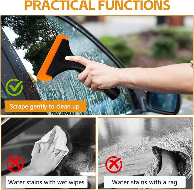 Wuyaoyao 2PCS Silicone Squeegee, Small Squeegee for Car, Automotive Mini Window Squeegees, Shower Squeegees, Water Wiper Cleaning Tool for Car Windshield, Window, Mirror, Glass Door (Black)