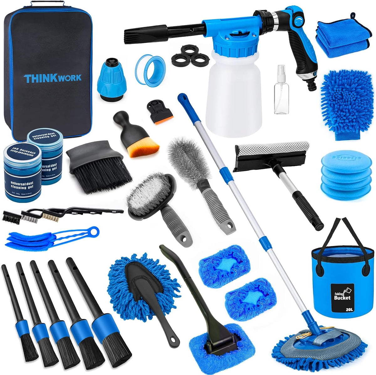 Car Wash Kit with Foam Gun, Complete Car Detailing Kit 40 PCS