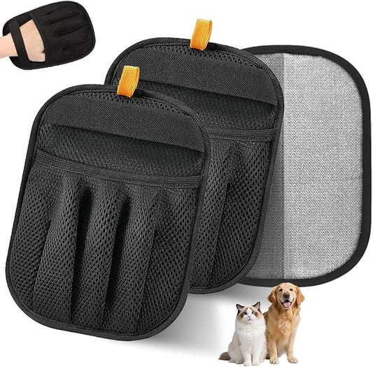 Electrostatic Pet Hair Remover Glove for Dogs and Cats (2Pcs) Reusable Brush Pet Hair Removal Glove for Furniture, Car Interiors, Bedding & Clothing