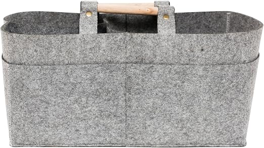 Korbond Creations High Quality Grey Felt Toto-26.5cm x 41cm x 4.5cm,Caddy with Flat Base & Carry Handles – Craft Storage