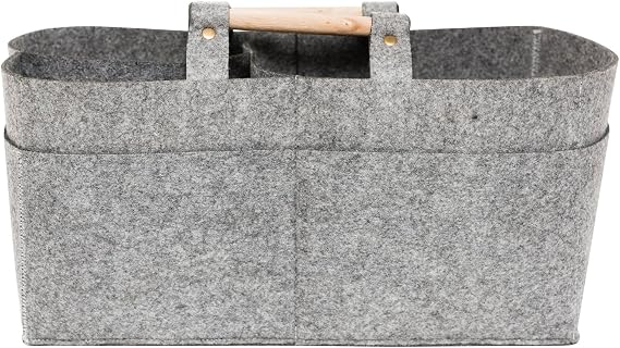 Korbond Creations High Quality Grey Felt Toto-26.5cm x 41cm x 4.5cm,Caddy with Flat Base & Carry Handles – Craft Storage