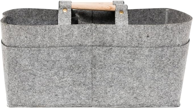 Korbond Creations High Quality Grey Felt Toto-26.5cm x 41cm x 4.5cm,Caddy with Flat Base & Carry Handles – Craft Storage