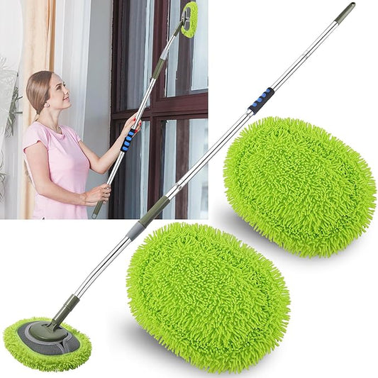 Wall Cleaner, Wall Cleaner Mop Green Mop for Walls Max 66’’ Wall Mop with Long Handle, Ceiling Dust Mop with 15°Labor-Saving Extension Pole, Green Wall Cleaner with Long Handle, Wall Washing Mop