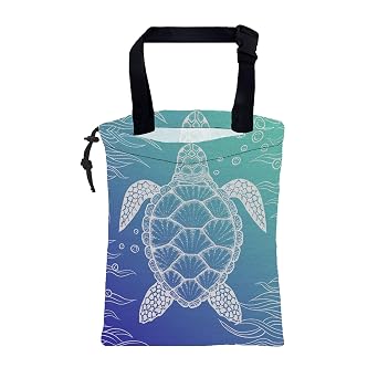 Car Trash Bag Abstract Blue Sea Turtle Hanging Drawstring Car Organizer and Storage Bag with Adjustable Buckle Canvas Ga
