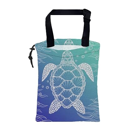 Car Trash Bag Abstract Blue Sea Turtle Hanging Drawstring Car Organizer and Storage Bag with Adjustable Buckle Canvas Ga