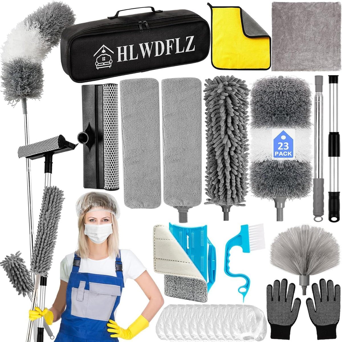 Microfiber Duster Kit 23pcs with 30 to 100 In Extension Pole