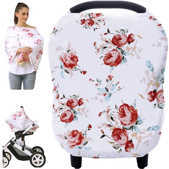 Baby Car Seat Covers - Stroller Canopy Breastfeeding Covers, Multi-use Carseat Canopy, for Boys and Girls Shower Gift (P