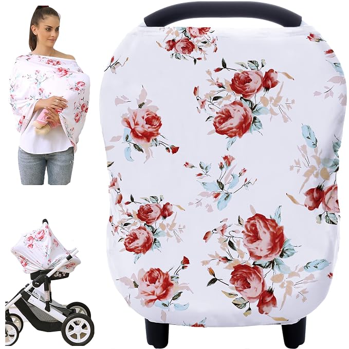 Baby Car Seat Covers - Stroller Canopy Breastfeeding Covers, Multi-use Carseat Canopy, for Boys and Girls Shower Gift (P