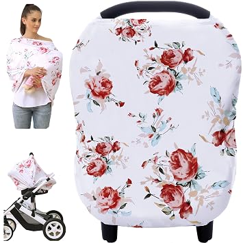 Baby Car Seat Covers - Stroller Canopy Breastfeeding Covers, Multi-use Carseat Canopy, for Boys and Girls Shower Gift (P
