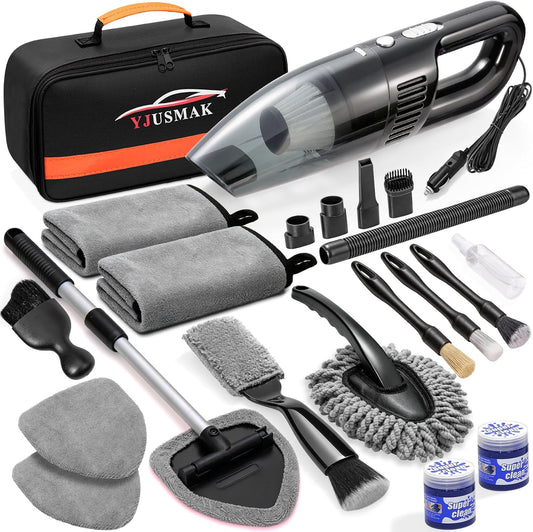 YJUSMAK 21-Piece Car Interior Detailing Kit with Vacuum