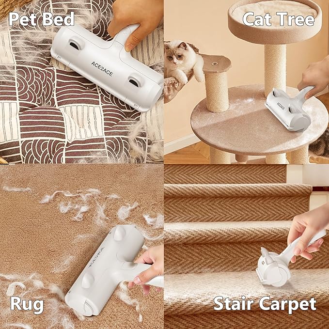 ACE2ACE Pet Hair Removal Tool, Reusable Lint Roller for Pet Hair, Self Clean Cat Hair Remover with Dust Bin, Dog Hair Remover for Couch, Furniture, Carpet, Sofa and Bedding