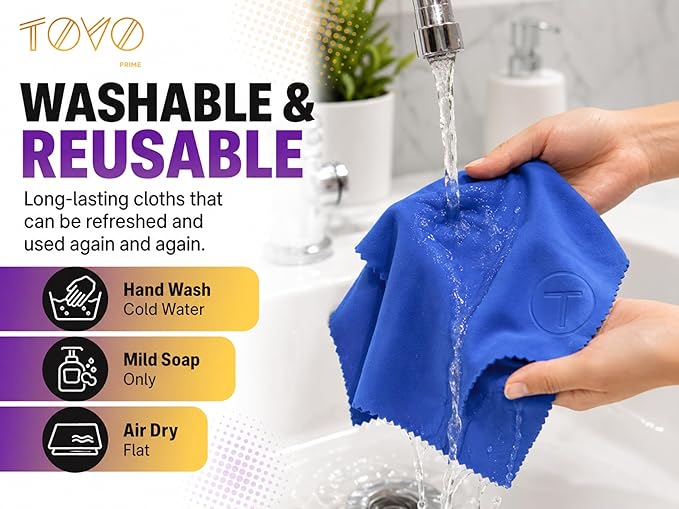 Extra Large Microfiber Cleaning Cloth – 3 Pack, 12"x12", 230 GSM Thick Lens Cleaner for Glasses, Camera & Screens, Ultra Soft, Streak-Free, Lint-Free, Scratch-Safe (Core Series)