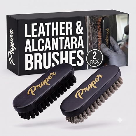 Leather and Alcantara Brush Set for Detailing Leather Seats, Steering Wheels | 2-Pack |