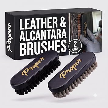 Leather and Alcantara Brush Set for Detailing Leather Seats, Steering Wheels | 2-Pack |