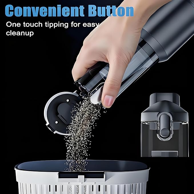 Car Vacuum Portable Cordless,20000Pa Suction Power Handheld Vacuum Ideal for Quick Cleaning in Cars, Homes, and Offices,with Washable Filter and Replaceable Nozzle,Type-C Charging,Silver&Gray