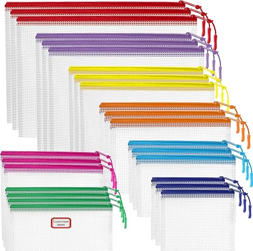 YOPCDJ 25pcs Mesh Zipper Pouch Bags for Organization,Toy Storage Bags,Clear Zipper Pouch Suitable for Travel,Classroom a