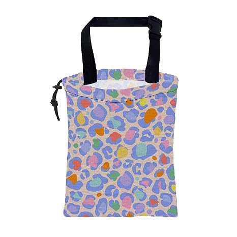 Car Garbage Bag Rainbow Colorful Leopard Drawstring Car Trash Bag Hanging for Back Seat with Adjustable Buckle Canvas Ve