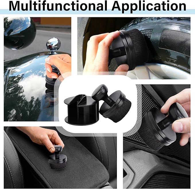 Tire Shine Applicator Brush, Tire Shine Brushes, Tire Dressing Brush Applicator with Seal Cover, Tire Brush for Car Detailing, Tire Gel Applicator, High Density Detail Factory Tire Brush (Blue)