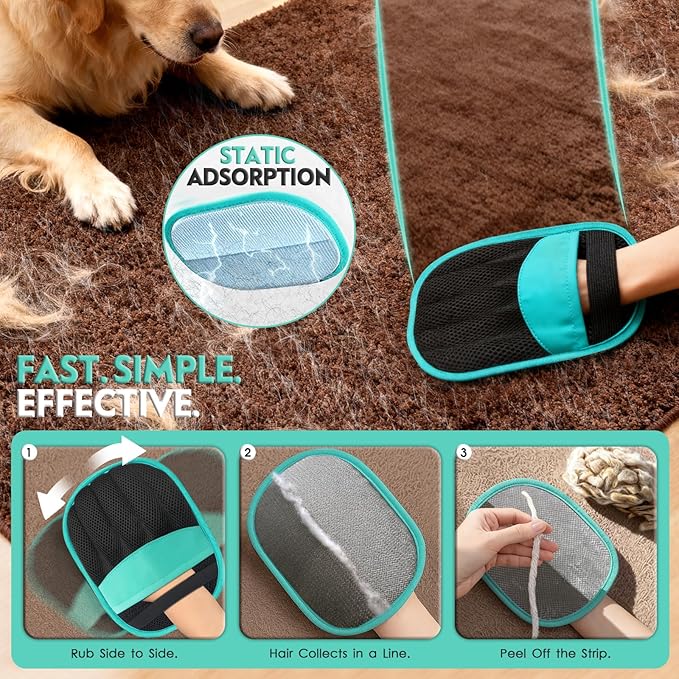 ACRABROS Pet Hair Remover for Dogs & Cats: Reusable Five-Finger Static Hair Removal Tool, Upgraded Lint Remover for Couch, Furniture, Bedding, Car & Clothes – Pet Supplies for Home & Travel