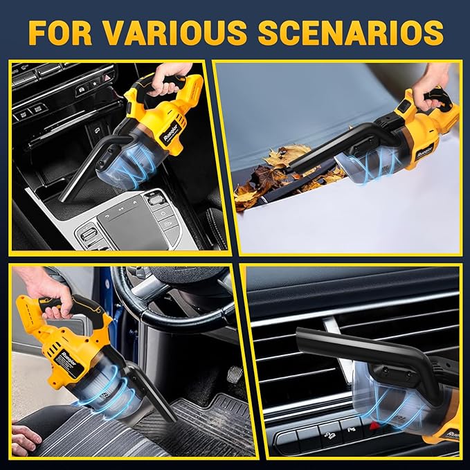 Cordless Vacuum Compatible with DeWalt 20V Battery, 5 in 1 Brushless Vacuum Cleaner with 50KPA 500W Powerful Motor, 50 CFM Portable Hand Vacuum for Home Wood Floor, Car (Battery Not Included)