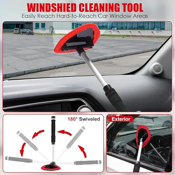 17PCS Car Cleaning Kit, Car Interior Detailing Kit with Red High Power Handheld Vacuum, Detailing Brush Set, Windshield Cleaner, Cleaning Gel, Complete Auto Accessories for Women