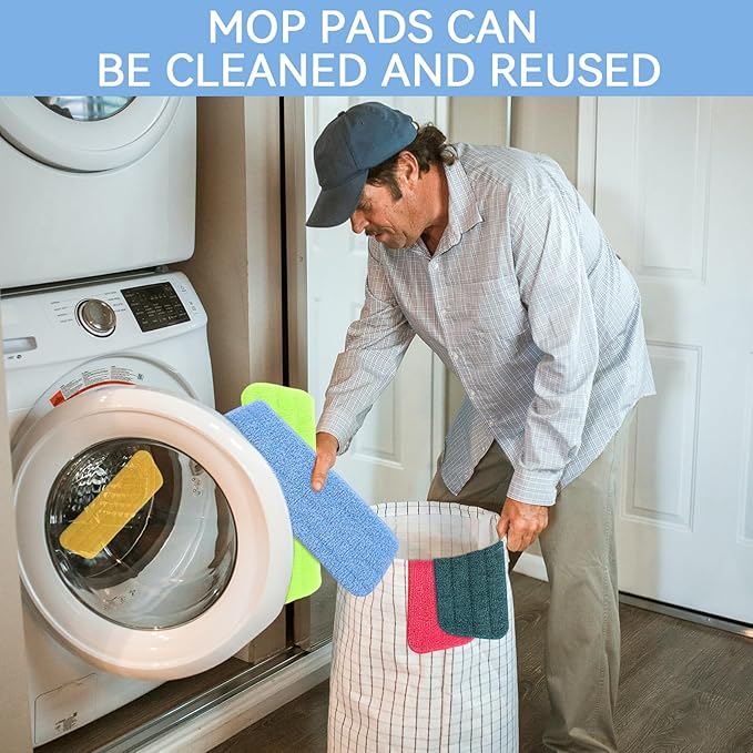Mop Head Replacement for Libman Freedom Spray Mop - Washable Reusable Wet & Dry Cleaning - Microfiber Spray Mop Pads Refill for Multi-Surface Floor -10 Pack (Colorful)