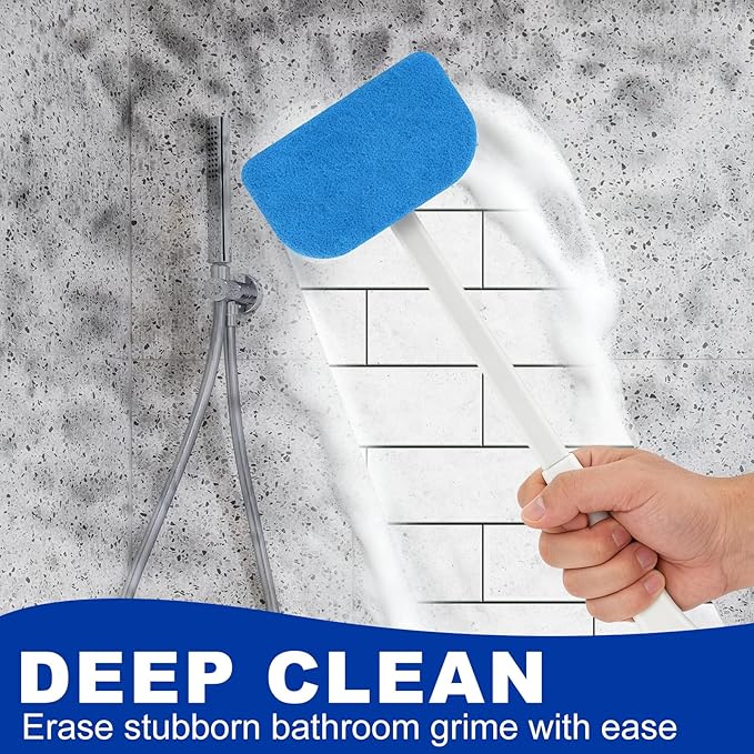MOSEN Scrub Brush for Shower,4-in-1 Cleaning Brushes with 4 Different Function Cleaning Heads Brush for Shower Cleaning Bathroom Kitchen Car Tub Tile