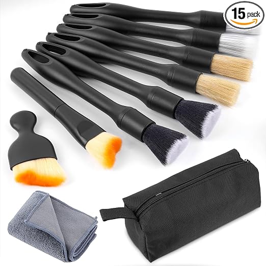 10 Pcs Car Detailing Set for Interior & Exterior Cleaning, Ultra Soft Boars Hair Car Interior Detailing Brushes, Scratch
