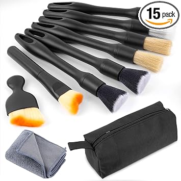 10 Pcs Car Detailing Set for Interior & Exterior Cleaning, Ultra Soft Boars Hair Car Interior Detailing Brushes, Scratch