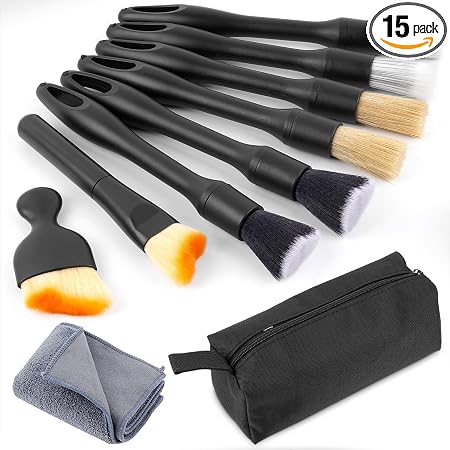 10 Pcs Car Detailing Set for Interior & Exterior Cleaning, Ultra Soft Boars Hair Car Interior Detailing Brushes, Scratch