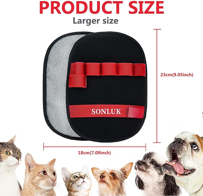 2PACK Pet Hair Removal Glove,Newly 5-Finger Electrostatic Pet Hair Glove for Dogs&Cats,Reusable Washable Magic Brush Pet Hair Remover for Laundry Cleaning,Furniture,Sofa,Carpets,Car Seat(Red)