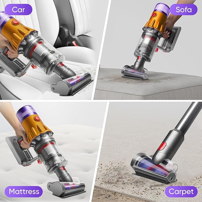 Mini Motorized Tool Brush Head Compatible with Dyson Digital Slim/V12 Detect Slim Cordless Vacuum Cleaner, Handheld Couch Vacuum Attachment Anti-Tangle Replacement Head Suitable for Long and Pet Hair