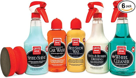 Griot's Garage Starter Car Care Kit, Vehicle Detailing Set, Includes Car Wash, Wax, Vehicle Detailer, Wheel Cleaner, Cla