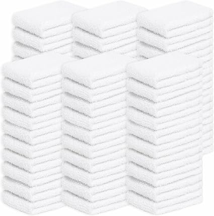 Looperry Bar Towels 13 x 13 Inches - White Cotton Dish Rags for Washing Dishes, Multipurpose Terry Cleaning Rags for Hou