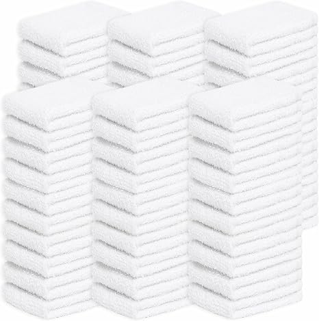 Looperry Bar Towels 13 x 13 Inches - White Cotton Dish Rags for Washing Dishes, Multipurpose Terry Cleaning Rags for Hou