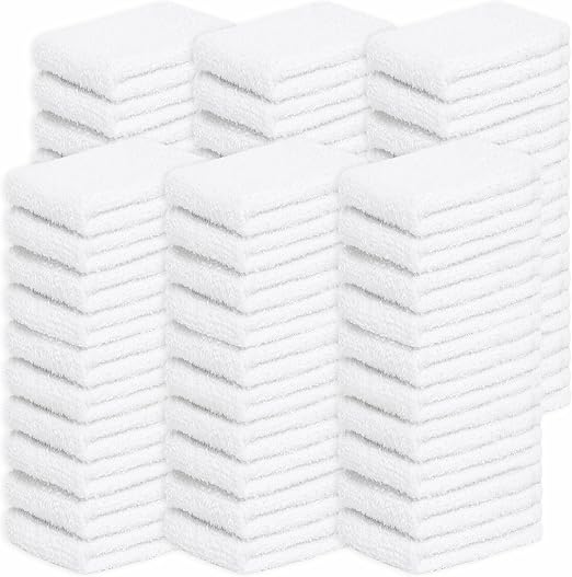 Looperry Bar Towels 13 x 13 Inches - White Cotton Dish Rags for Washing Dishes, Multipurpose Terry Cleaning Rags for Hou