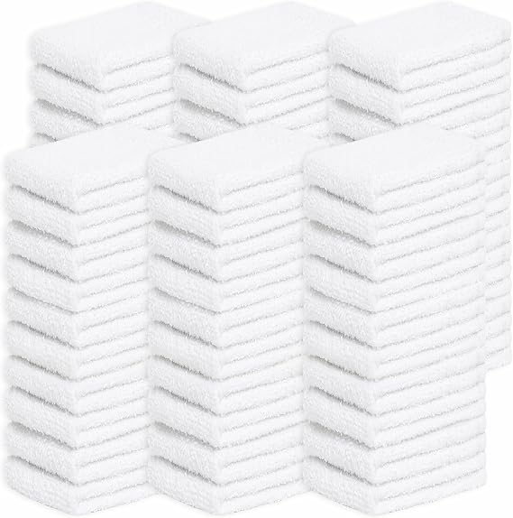 Looperry Bar Towels 13 x 13 Inches - White Cotton Dish Rags for Washing Dishes, Multipurpose Terry Cleaning Rags for Hou