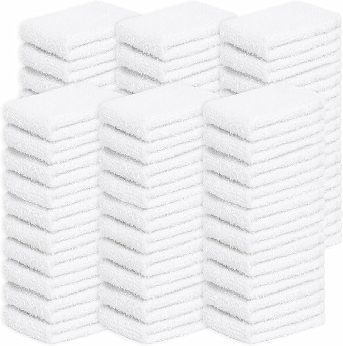 Looperry Bar Towels 13 x 13 Inches - White Cotton Dish Rags for Washing Dishes, Multipurpose Terry Cleaning Rags for Hou