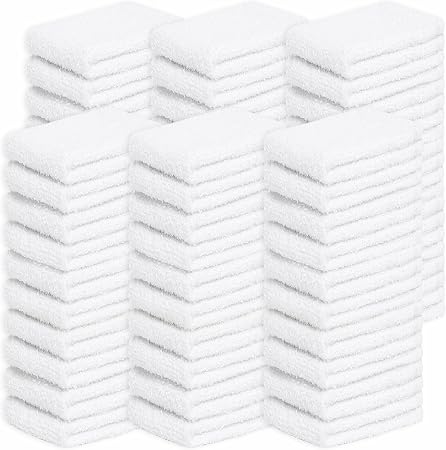 Looperry Bar Towels 13 x 13 Inches - White Cotton Dish Rags for Washing Dishes, Multipurpose Terry Cleaning Rags for Hou