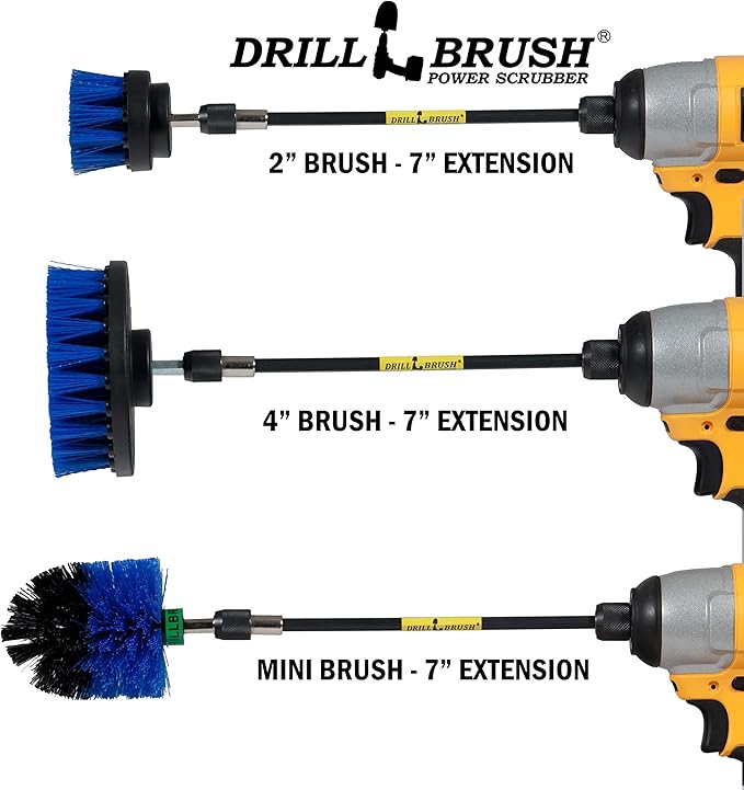 Ultimate Boat Cleaning Kit with 7 Inch Extension - Pool Cleaning Accessories - Carpet Cleaner - Boat Deck Brush - Water Slide Cleaning Tool - Hot Tub - Pool Scrubbing Brush Set - Aquatic Cleaning Tool